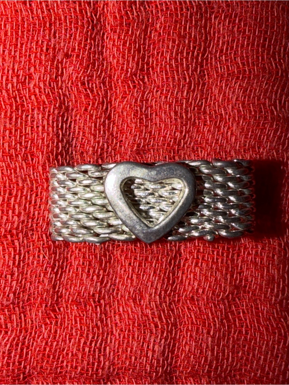Tiffany & Co. Silver Heart Mesh Band Ring